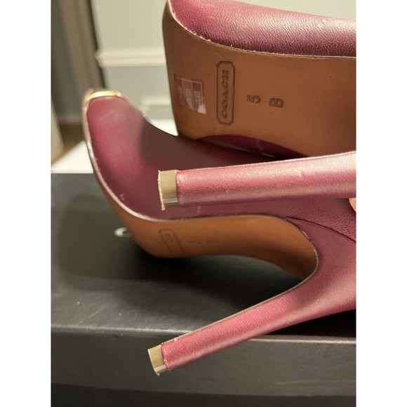 Coach Nacie Snakeskin Toecap Gold Logo Across Foot Top 4” Heel Shoes Sz 5B -IOB - Picture 13 of 16